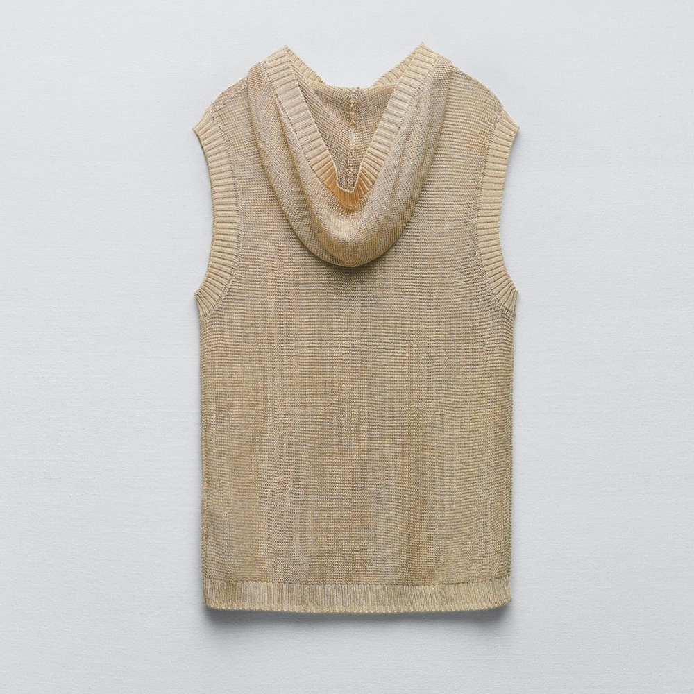 ZARA hooded knit top with metallic thread